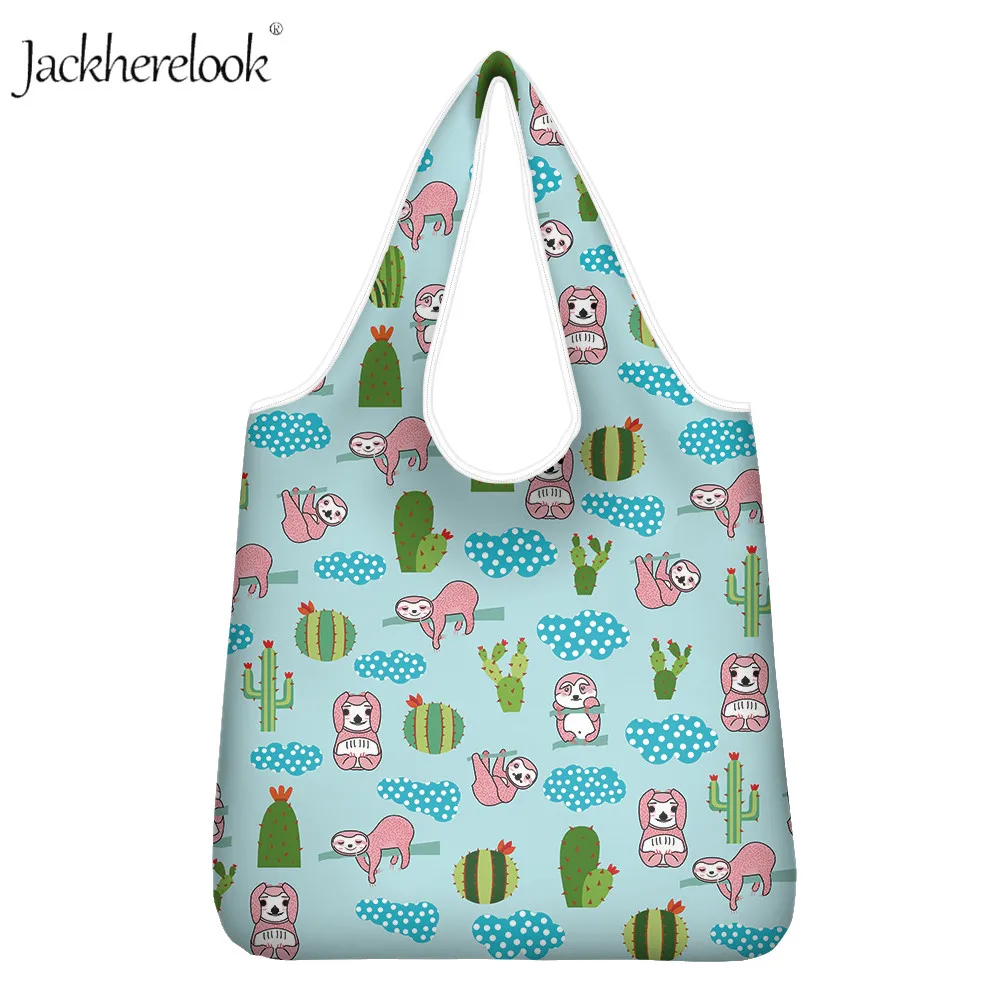 

Jackherelook 2 шт. женские продуктовые сумки с мультяшным принтом растений Экологически чистая сумка для покупок сумки для путешествий Повседнев...
