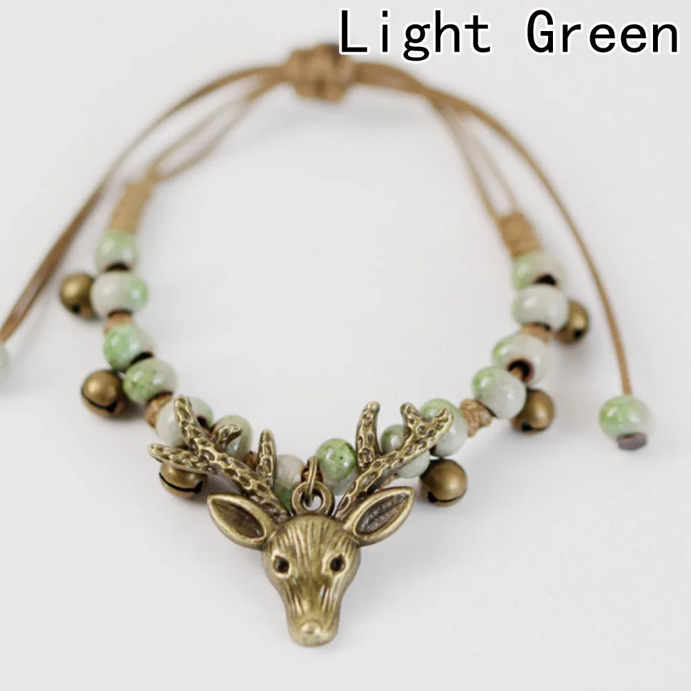 

New Handmade Unique Women Deer Bracelets Ceramic Beaded Fashion Jewelry Female Original Blue Green Men Bracelets & Bangles