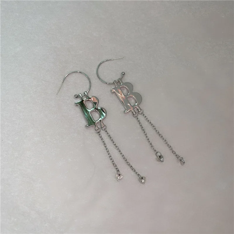 Холодный ветер журнал Письмо B серьги высокий холодный Длинная кисточка кулон