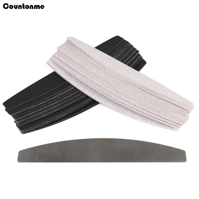 

10pcs Double-sided Replacement SandPaper Nail File Pads With Metal Handle Durable Buffer Strips 100/180/240 Boat Polishing File