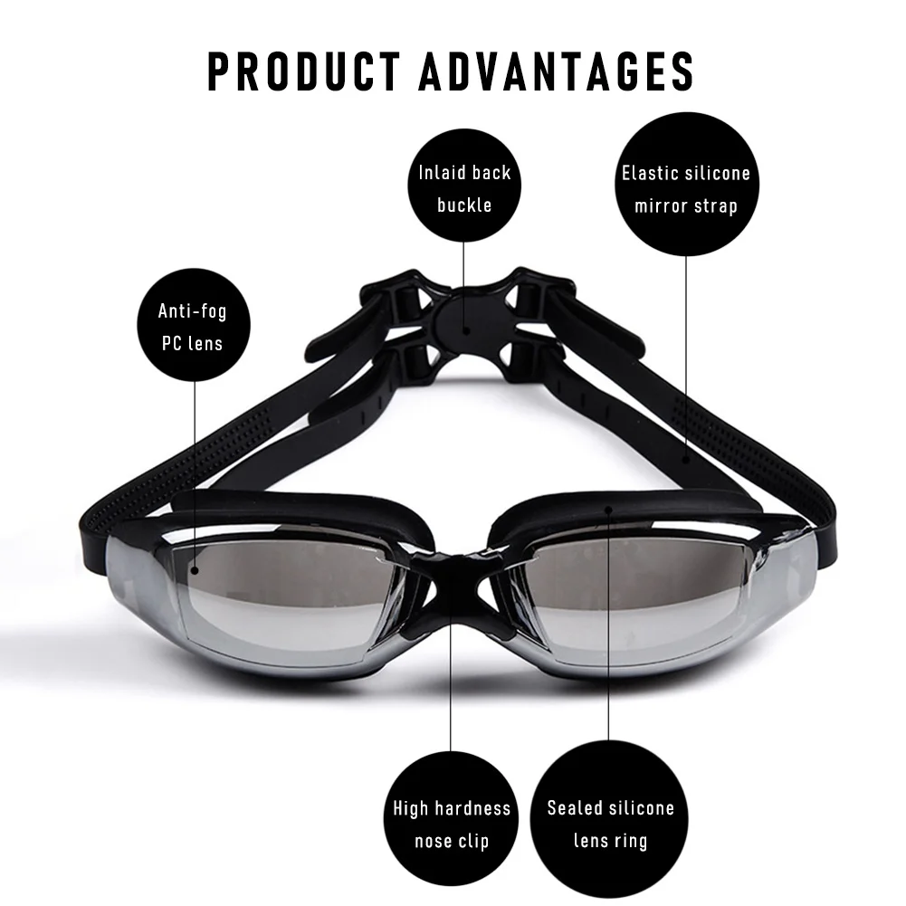 

Large Frame Electroplated Waterproof Swimming Glasses Myopia Ribbon Swimming Electroplated Swimming Glasses