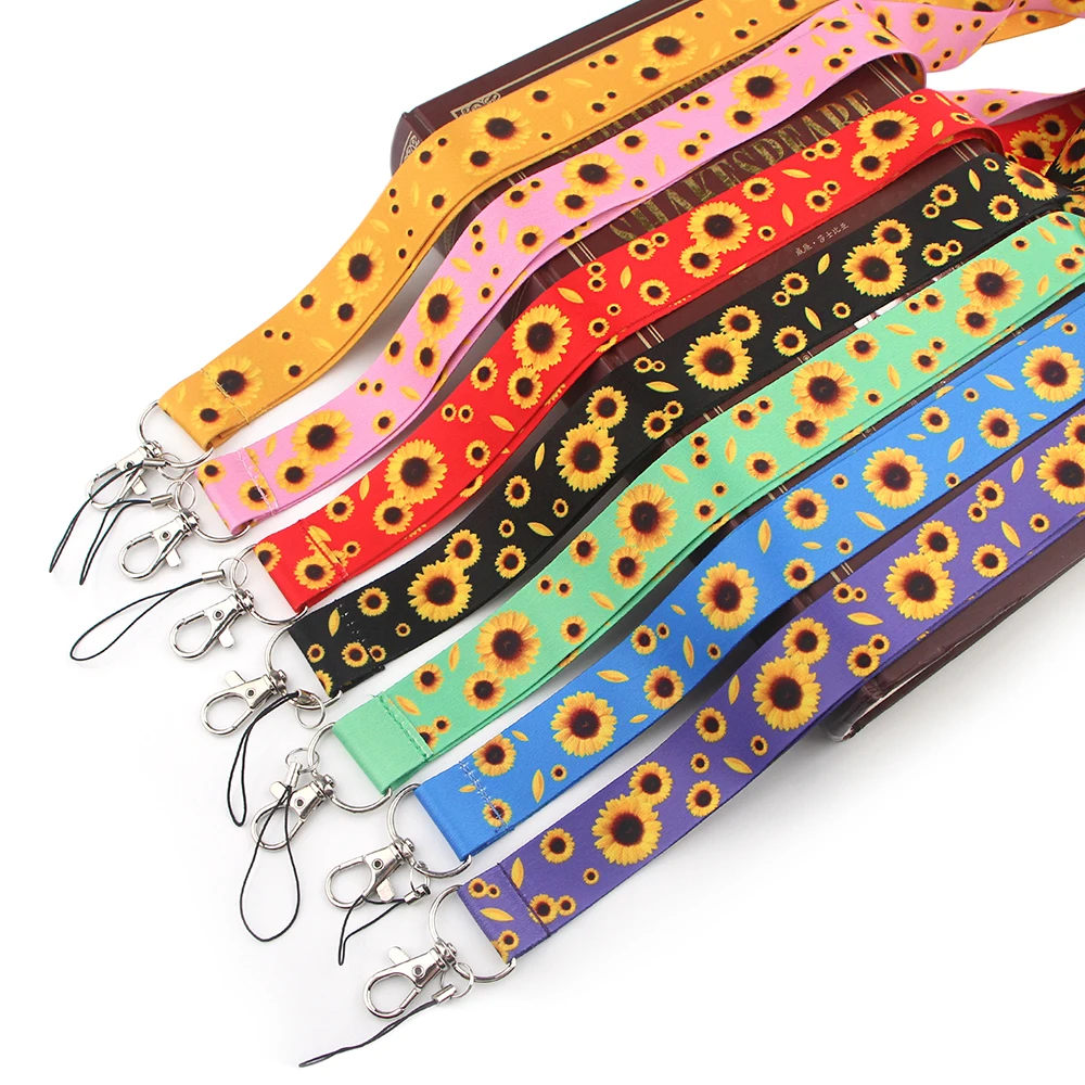 

JY253 Fashion Sunflower Lanyards for Key Neck Strap For Card Badge Gym Key Chain Lanyard Key Holder DIY Hang Rope Keychain