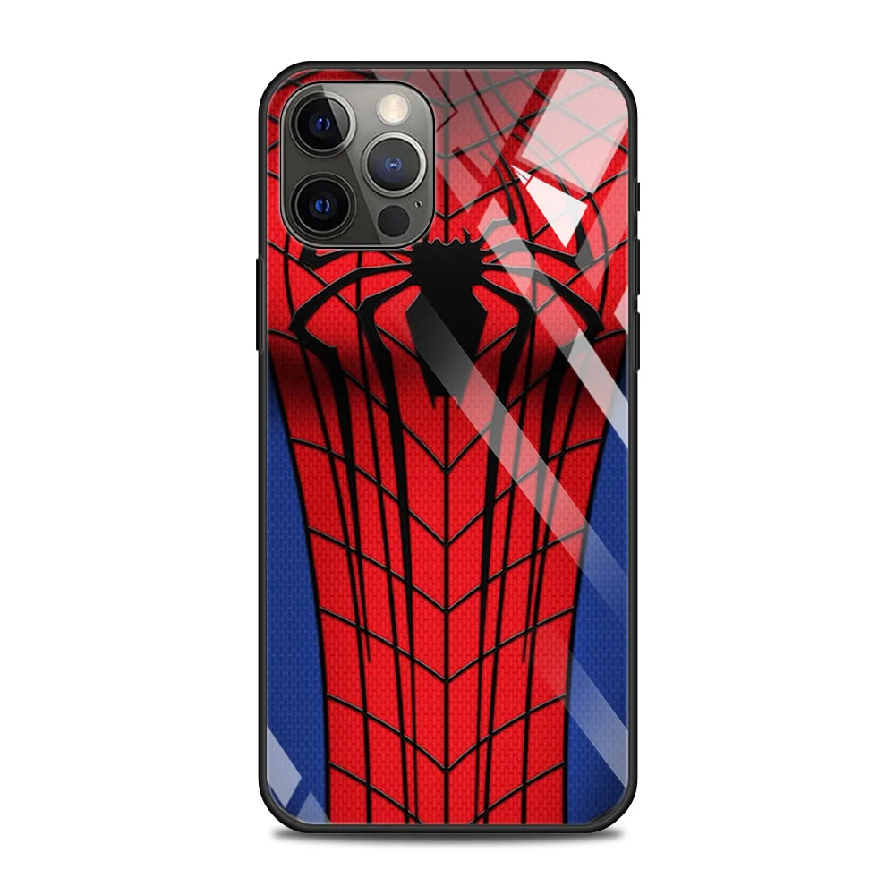 Tempered Glass Case For iPhone 14 12 11 Pro Max 13 12 Mini X XR XS Max 8 7 6s Plus Phone Shell Marvel Spider Iron man images - 6