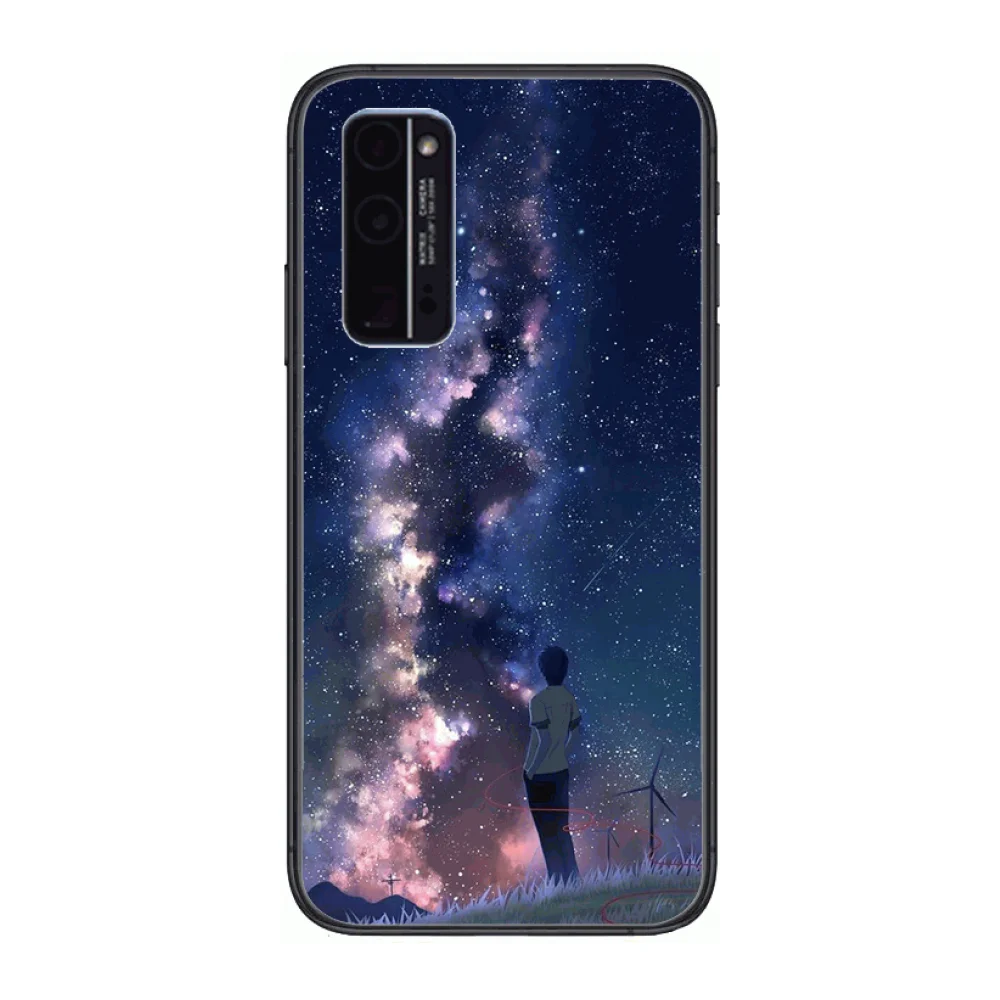

Small fresh picture Phone Case Hull For Huawei Honor 8 9 10 20 30 A S Lite Pro 5g i Black Back Soft Cell Cover Pretty