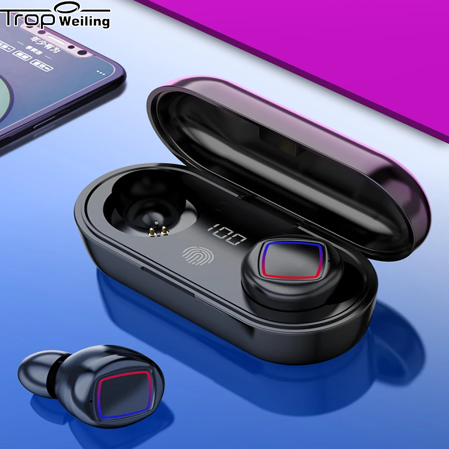 Мини TWS сенсорный Bluetooth наушники со светодиодным дисплеем 5 0 спортивные Игровые