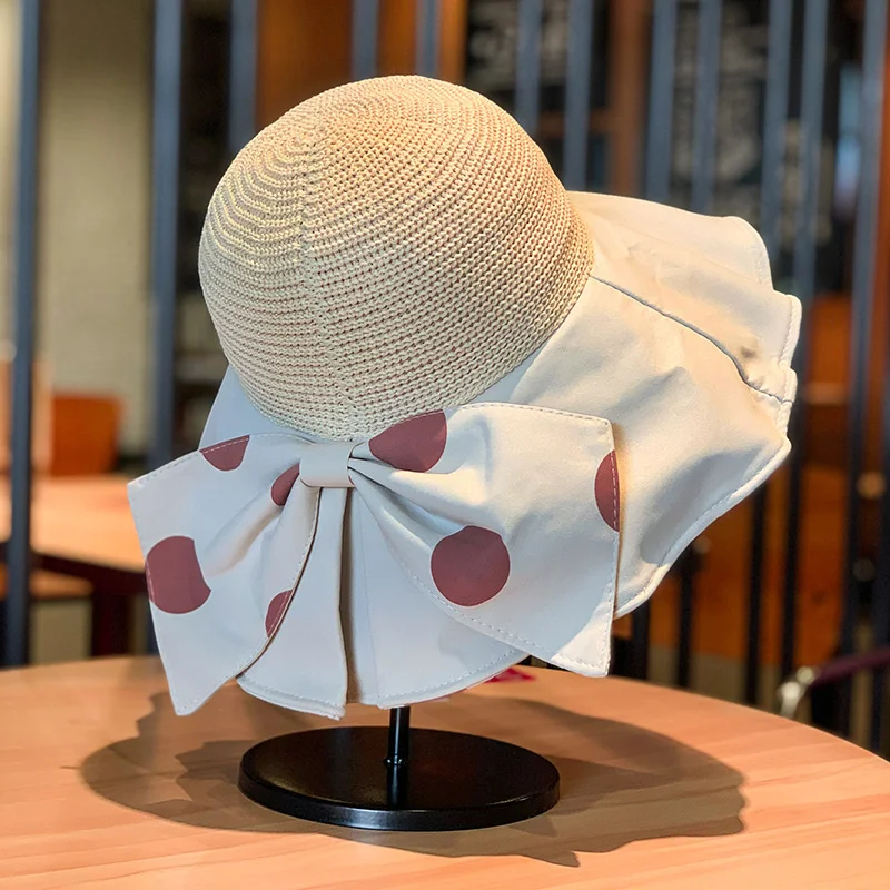 

Summer Hat Breathable Sun Cap Fisherman Hat Bow Tie Design Foldable Breathable Women Bucket Hats For Outdoor Basin Fisherman Hat