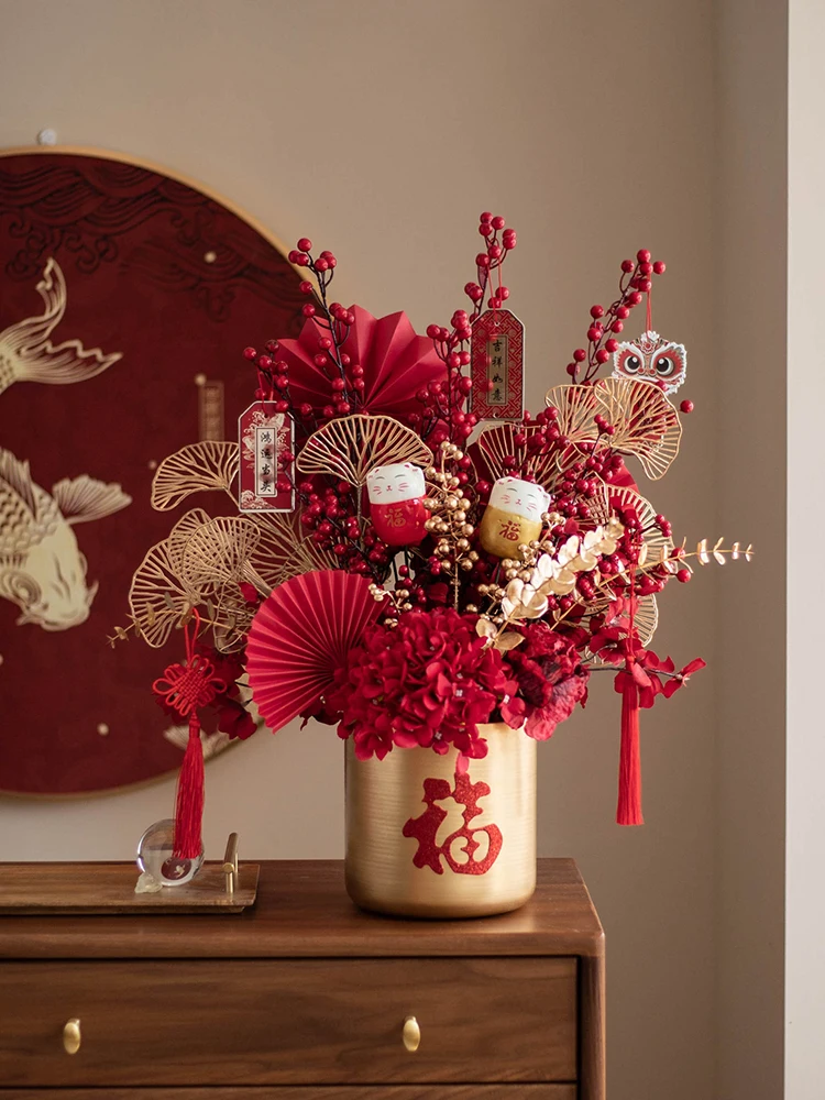 

Fu Bucket Decoration Living Room Light Luxury High-End Housewarming Gifts Wedding New House Red New Year Decoration Moving Gift