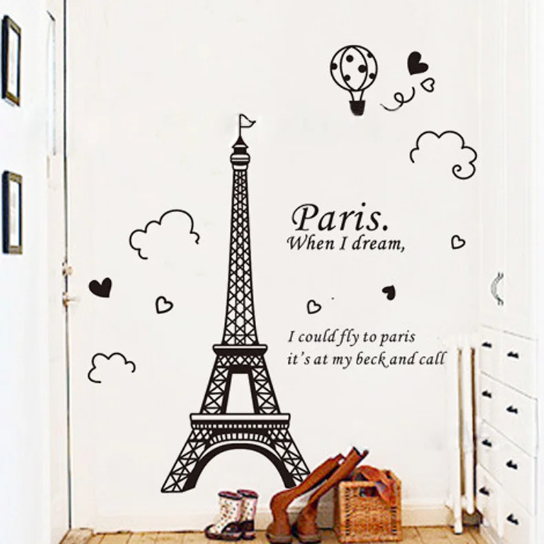 

Романтический фон с изображением Эйфелевой башни для спальни, дивана, украшение, настенная наклейка, съемные обои, настенные бумаги, обои дл...