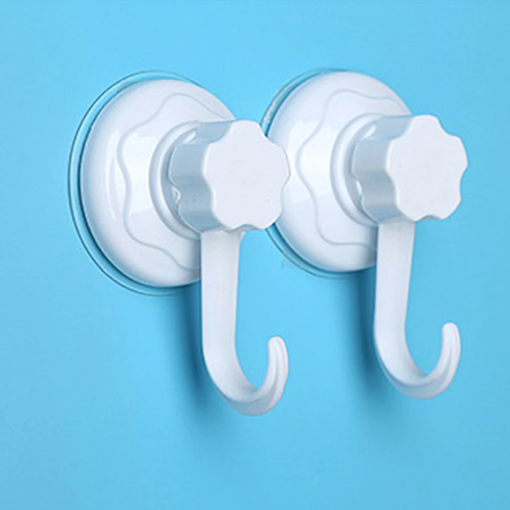 

Kitchen Bathroom Bedroom Seamless Rotating Multipurpose White Suction Cup Removable Plastic Wall Hook
