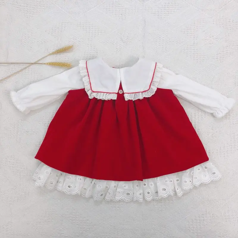 Осенне-зимнее бархатное От 0 до 5 лет из 2 предметов винтажное красное платье-майка