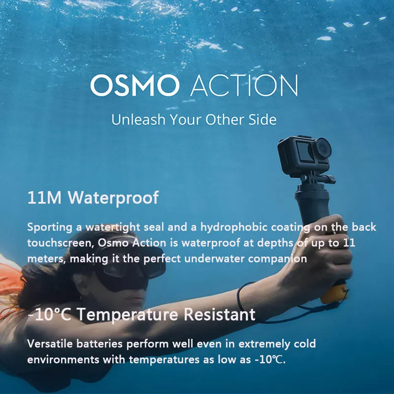 DJI Osmo экшн Спортивная камера с двойными экранами и стабилизацией RockSteady 4K HDR видео UHD качество изображения Водонепроницаемый