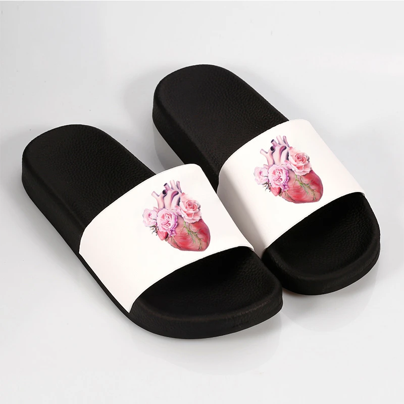 

2021 Women Shoes Summer Thick sandals heart flower Print Indoor Bathroom Slippers Anti-slip Home Slides Fashion Shoes Ladies