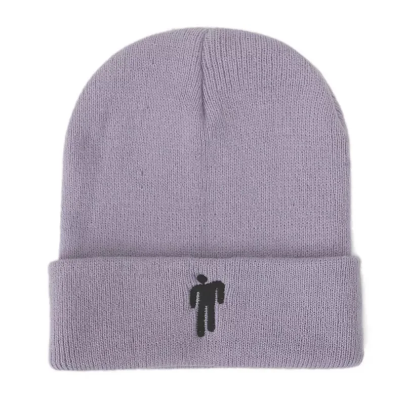 Серый Зимняя однотонная вязаная шапка Billie Eilish Beanie, Повседневная Хип-хоп шляпы для мальчиков и девочек, шапка 19 цветная ткань, аксессуары, теплые шапки - Цвет: Серый