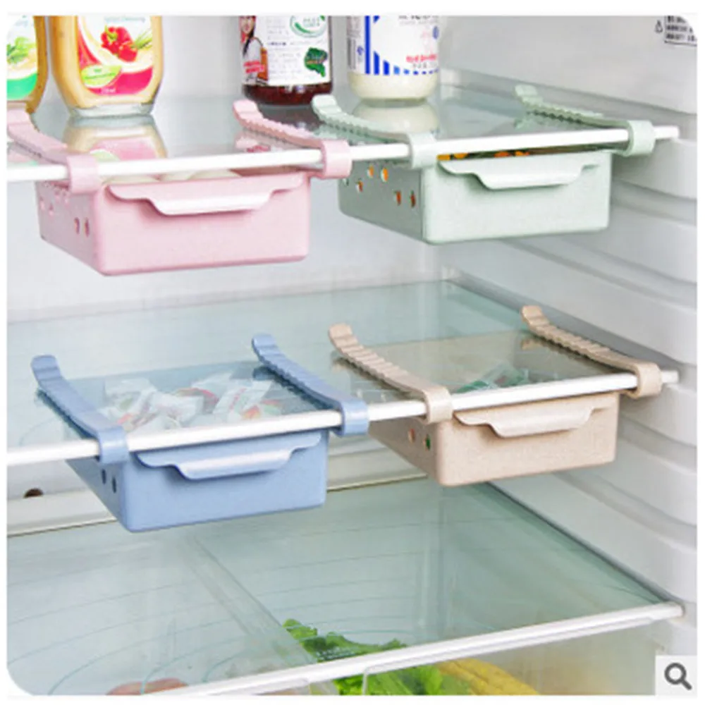 

Refrigerator Shelf Rack Holder Fridge Shelf Holder Pull-out Storage Drawers Organiser Space Saver Food Storage Box