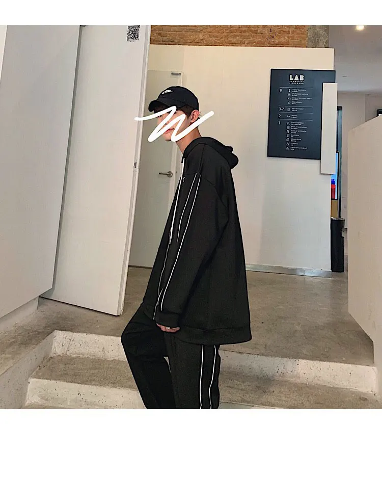 LAPPSTER Tracksuit мужской спортивный костюм осень мужские модные брюки комплект из двух предметов Мужской боковой полосатый Бомбер куртка пальто