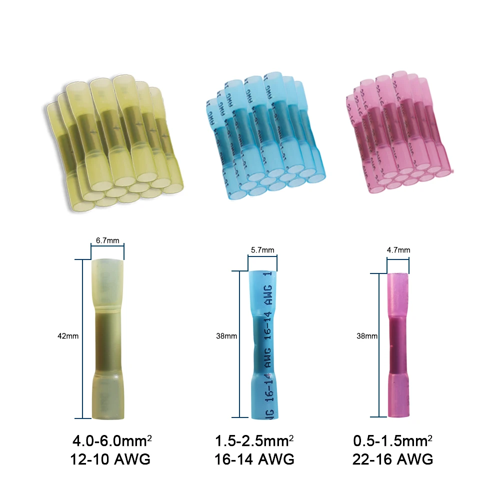 100/200 шт водонепроницаемые термоусадочные стыковые клеммы Электрический провод