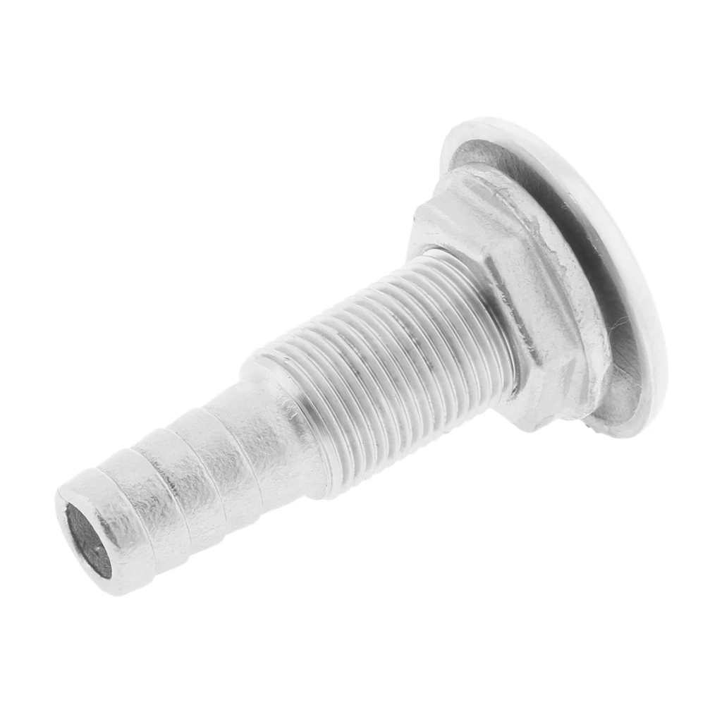 

316 Stainless Steel Thru-Hull Fitting Hose Barb Marine Barbed Hose Thru Drain (1/2 Inch, Silver)