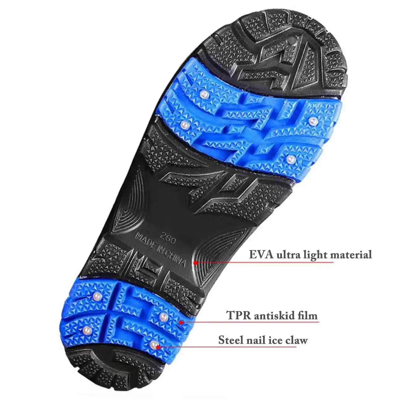 

1Pair Ice Cleats Fishing Shoes with Steel Spikes Anti Slip Snow Boots Shoes for Hiking Fishing Walking Climbing Mountaineering