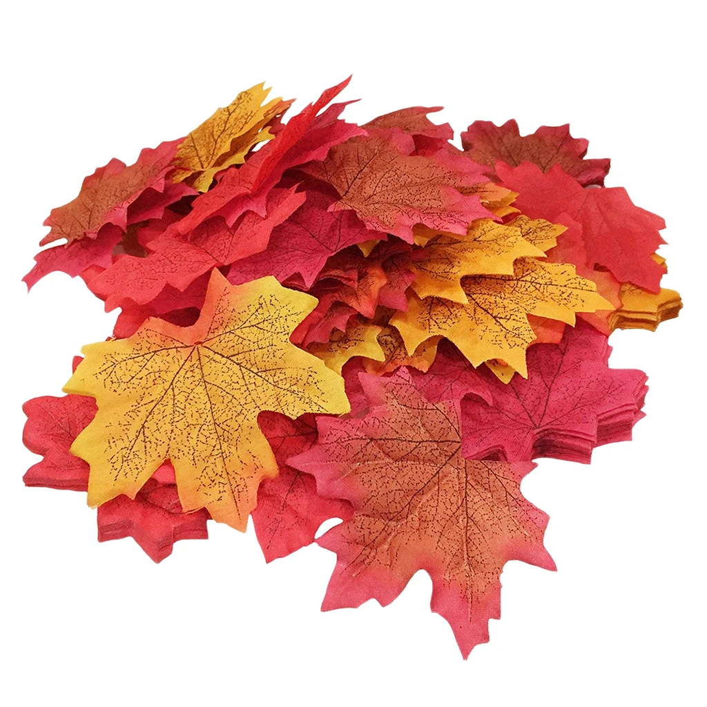 

200pcs Assorted Mixed Deep Fall Colored Artificial Maple Leaves for Weddings Thanksgiving Outdoor Decoration