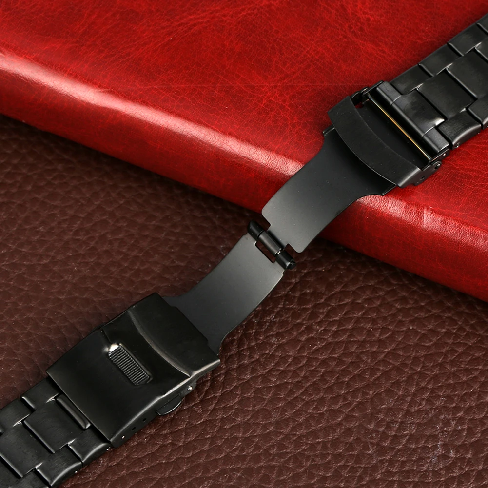Ремешок из нержавеющей стали для мужских и женских наручных часов черный