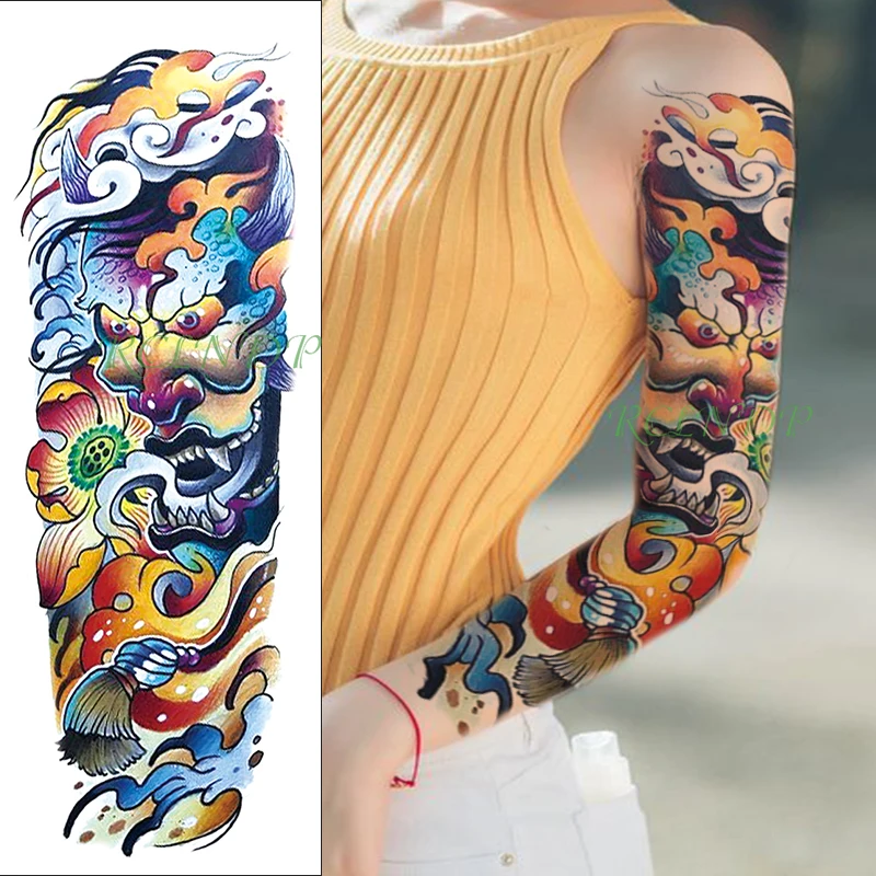 Водостойкая Временная тату наклейка в японском стиле миф праджна Лотос волна на