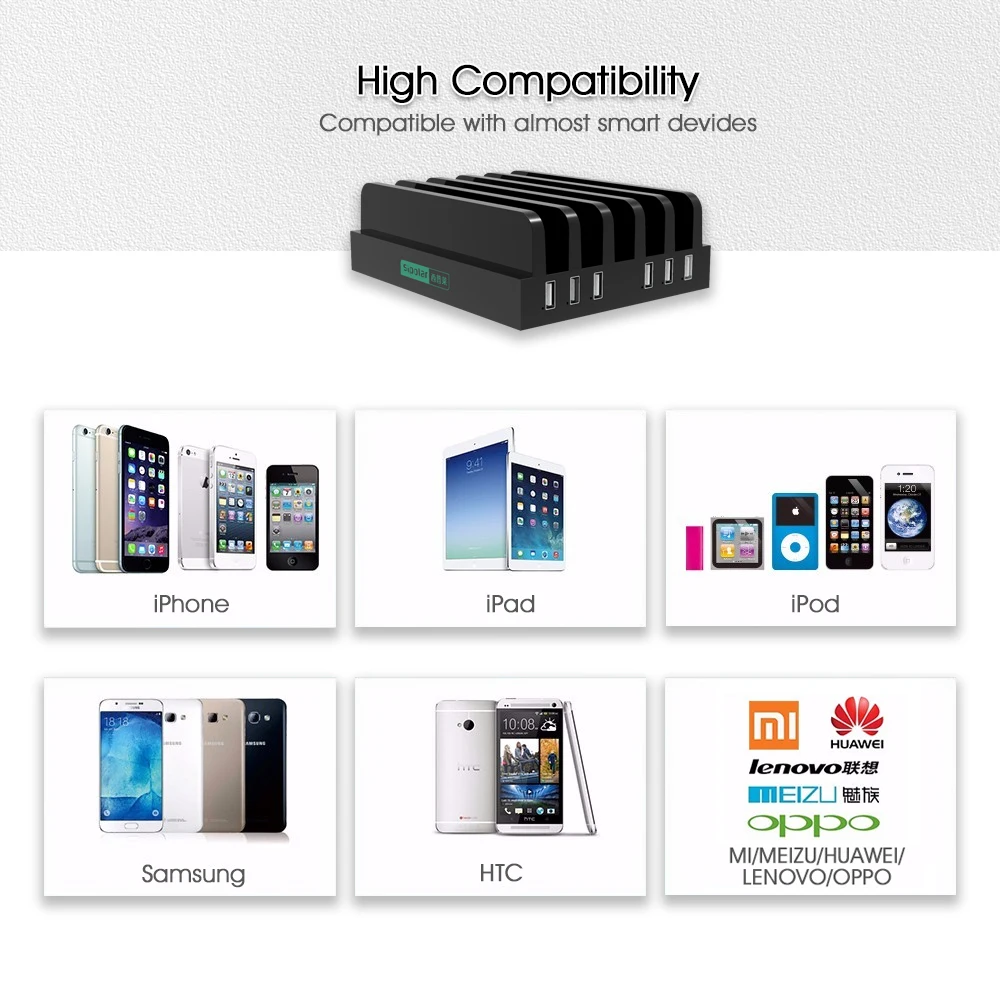 USB зарядная док станция Sipolar 6 портов зарядное устройство 2 5a для телефонов Android