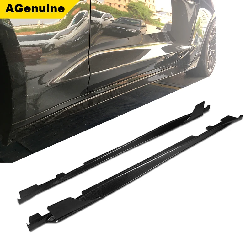 

Real carbon fiber door side aprons side skirts car body side diffuser spoiler for Chevrolet Camaro