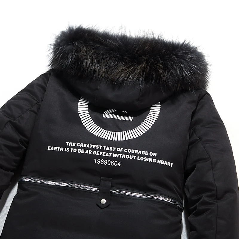 

Winter New 2020 Men Long White Duck Down Jacket Casual Real Fur Collar Thicken Warm Hooded Pattern Red Coat Male Brand Clothing