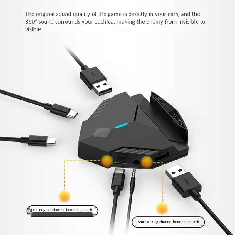 

Gaming Keyboard +Game Controller Set for PUBG BT 5.0 Game Converter with Type C/3.5mm Earphone Hole for IOS Android Game