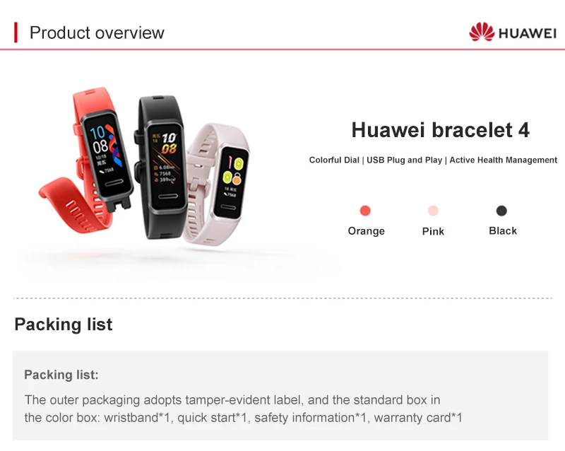 huawei Honor Band 4, умный экран, Bluetooth, шагомер, для плавания, водонепроницаемый, пульс, мониторинг здорового сна, кровяное давление