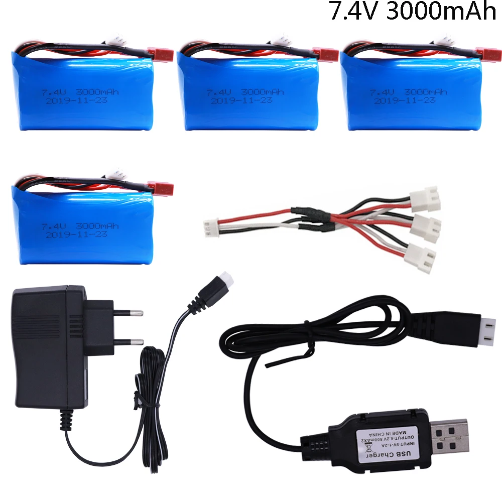 Литий полимерная аккумуляторная батарея 7 4 В 3000 мАч разъем 18650 T с зарядным