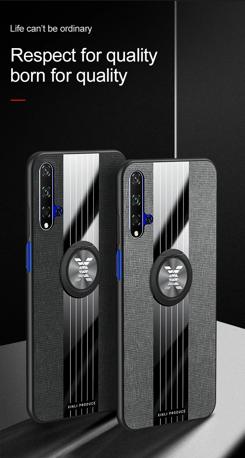 Чехол для huawei honor 20 Pro, роскошная жесткая ткань с кольцом, магнитный штатив, тонкая защитная задняя крышка для huawei honor 20 20pro honor 20