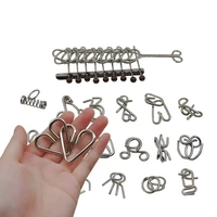 18pcs montessori materials metal wire puzzle mind brain teaser puzzles game for adults and kids eeducational toy