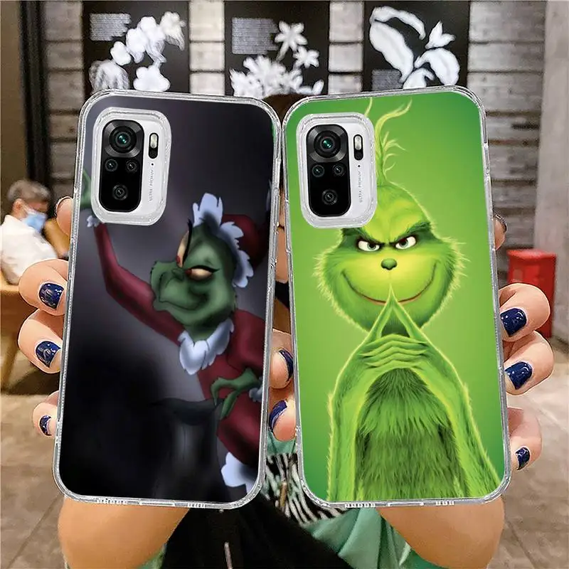 

Green ofMonster Grinch Phone Case for xiaomi 11 redmi note 10 9 8 7 pro lite T A S 10T 9A 9S 8T pro 4G transparent coque funda