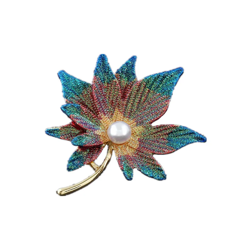 Korean-Style Hot Fashion Brooch Colorful Two-Color Maple Leaf Clothing Pin Women's High-End Suit Jacket Corsage Accessories | Украшения