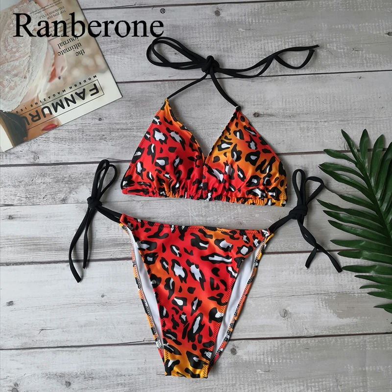 Комплект бикини из 2 предметов Бандажное женское с леопардовым принтом