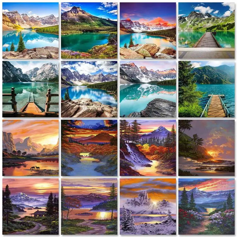 

PhotoCustom Oil Painting By Numbers 60x75cm Paint By Numbers On Canvas Scenery Watercolor By Numbers Landscape Home Decor
