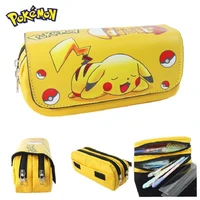 pokemon cartoon pen bag pikachu stationery box anime pencil purse large capacity double zipper pencil bag purse toys