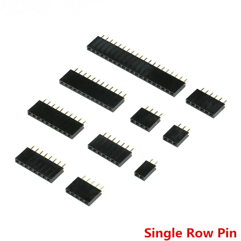 10 шт. 2,54 мм прямой женский однорядные контактный разъем полосы PCB разъем 1*2/3/4/5/6/7/8/10/12/16/20/40 Pin-код