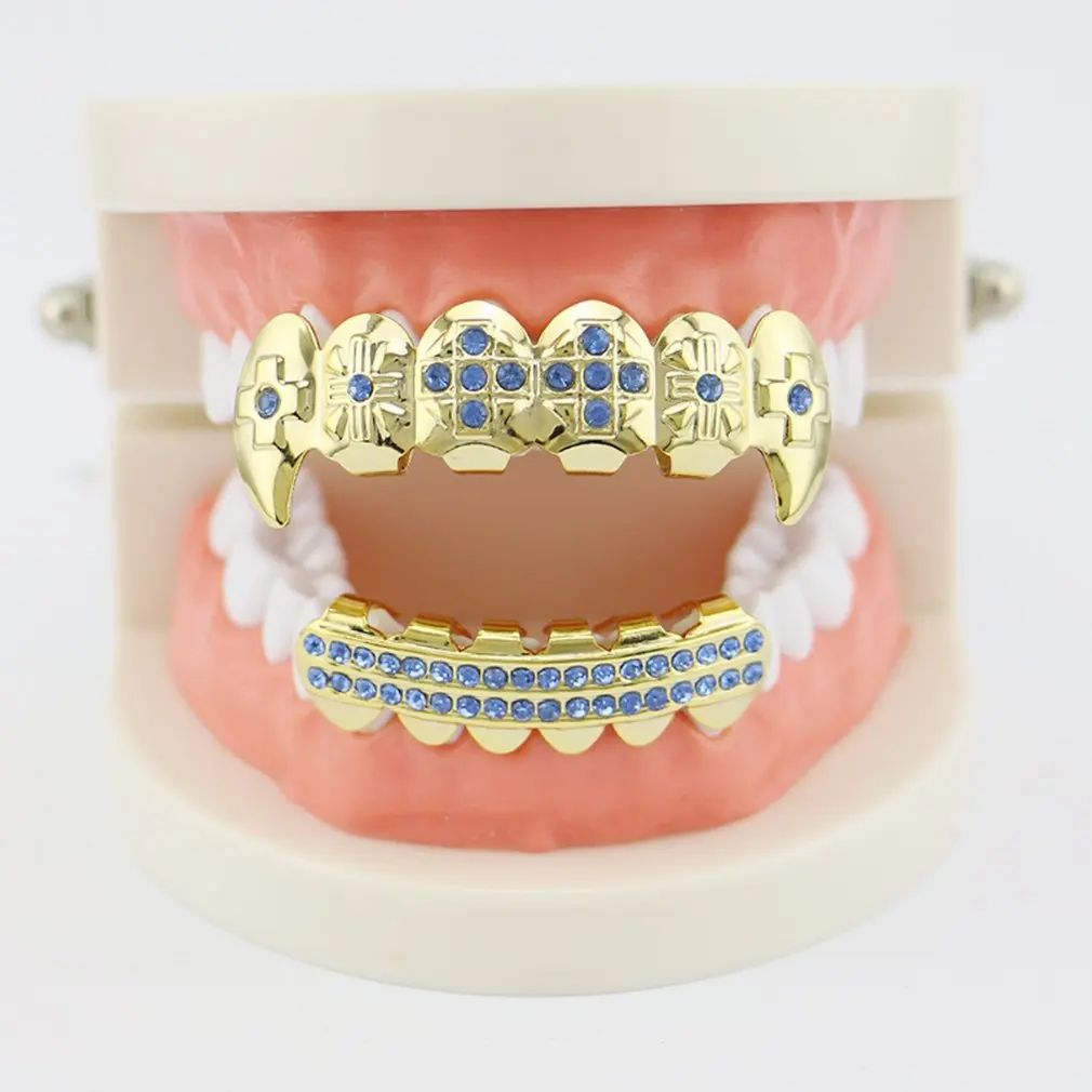 Золотые зубы хип-хоп верхние и нижние гриля Модные металлические | Украшения