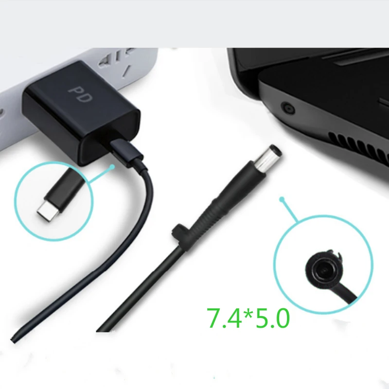 Зарядный кабель USB Type C PD 65 Вт 7 4 Х5 0 мм широта Штекерный разъем постоянного тока