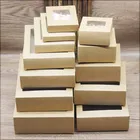 Коробка бумажная с окошком, белаячернаякрафт-бумага, 20 шт., упаковка для кексов
