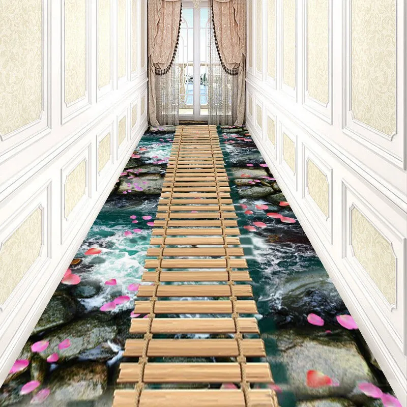 

Reese 3D Visual Bridge On The Stream Lobby Carpets Living Room Porch Anti Slip Area Rugs Hallway Corridor Aisle Restaurant Decor