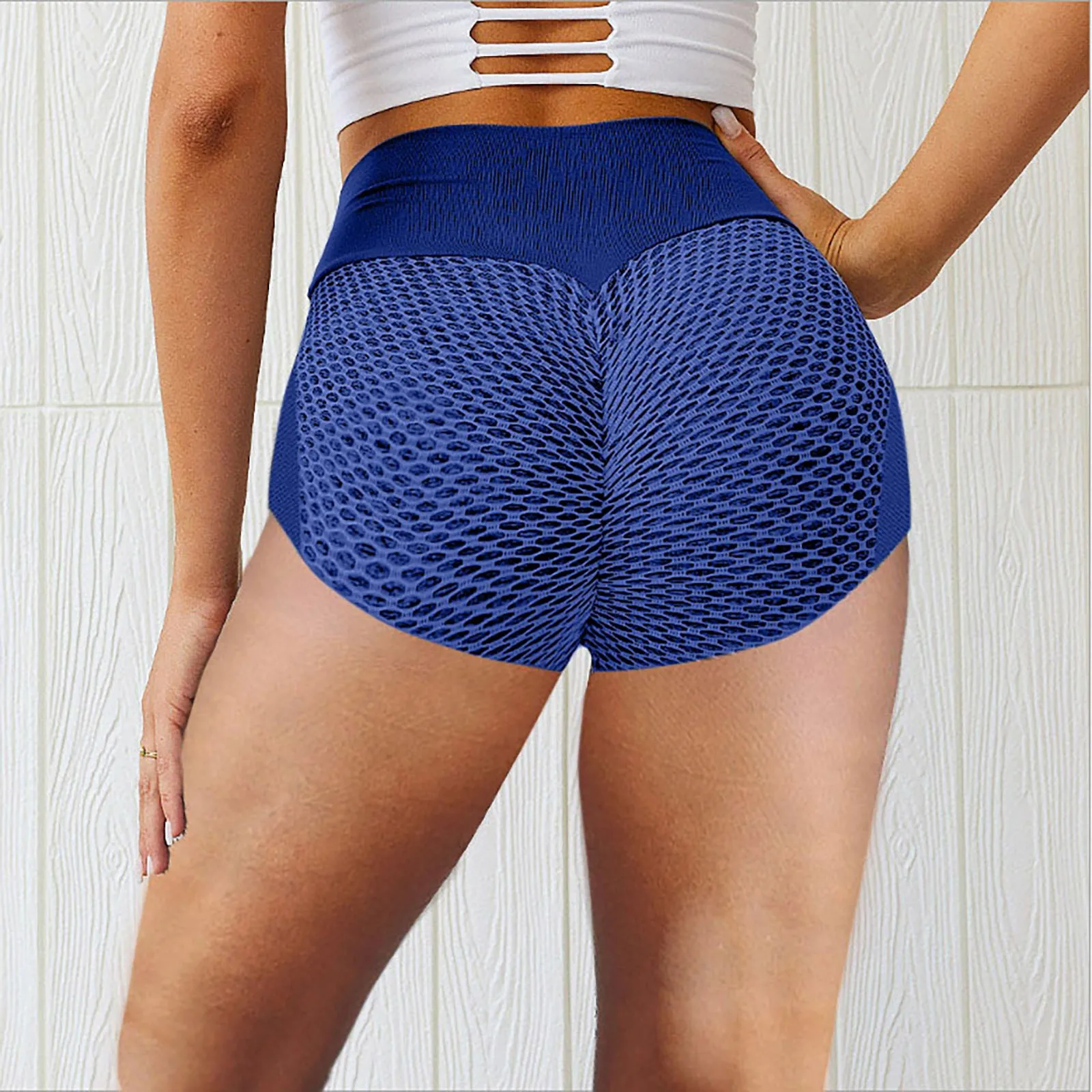

Women Peach Hip High Waist Yoga Shorts Honeycomb Splicing Running Fit Lifting Women Athletic Breathable Gym Leggings Droshipping