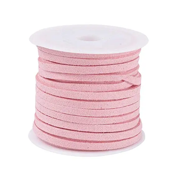 Pink 5 м/рулон 3x1,5 мм плоский шнурок из искусственной замши, ожерелье, веревочка, рукоделие, бархатное кружево, сделай сам, нить, цепочка, ожерелье, ювелирное изделие, F55 - Цвет: Pink