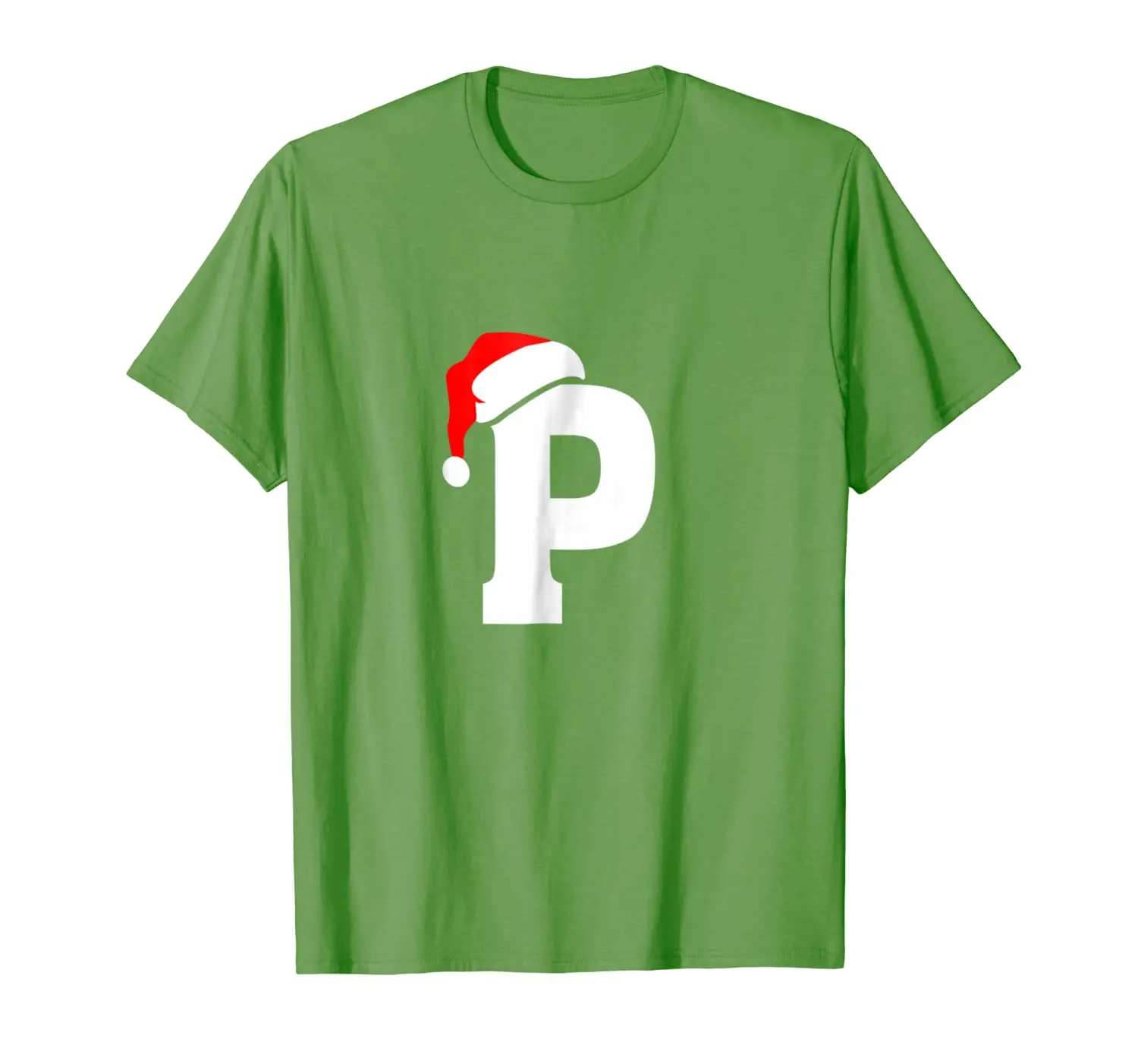 

Alphabet T Shirt- Initial Letter P And Santa Beanie Hat Tee