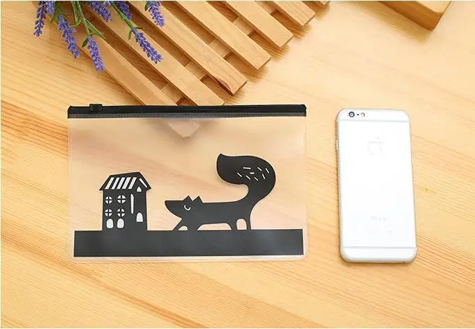 1 шт. корейские школьные канцелярские принадлежности милые Kawaii животные креативный конверт из ПВХ, чтобы получить мешок полупрозрачная папка