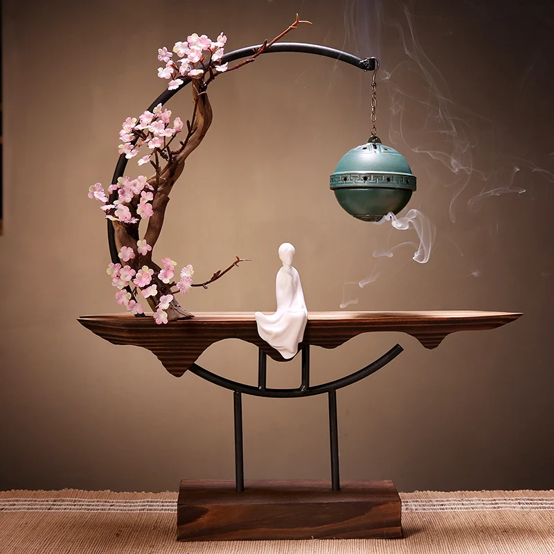 

Buddhist Metal Incense Burner Stand Holder Backflow Home Smell Diffuser Incense Accessories Incienso Quemador Home Decor DH50XL