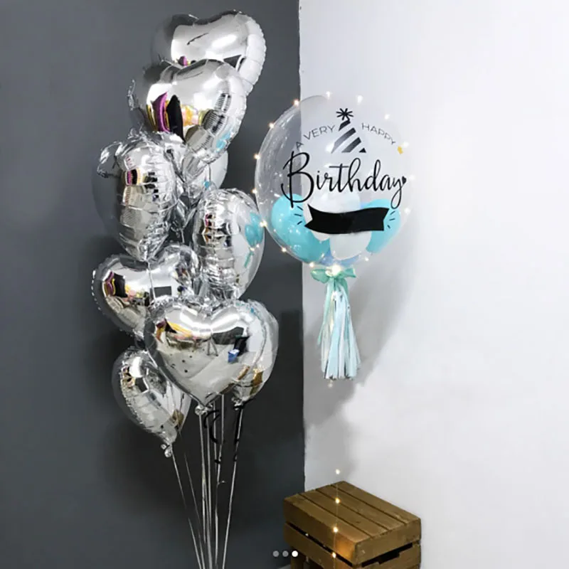 

10 шт., фольгированные гелиевые шары в виде сердца, 18 дюймов