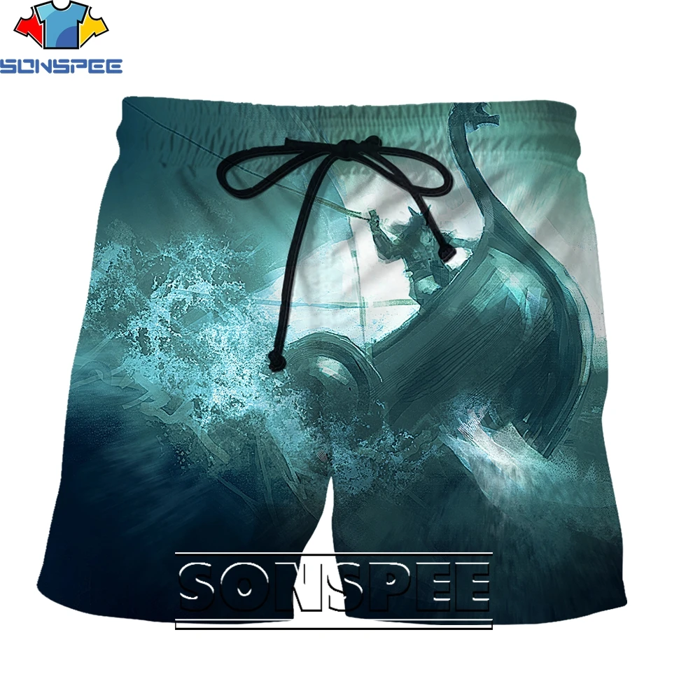 

SONSPEE 3D Printing Viking Theme Summer Men's/women's Sports Shorts, Casual Beach Pants, Full of Power, Fashion Trends Style